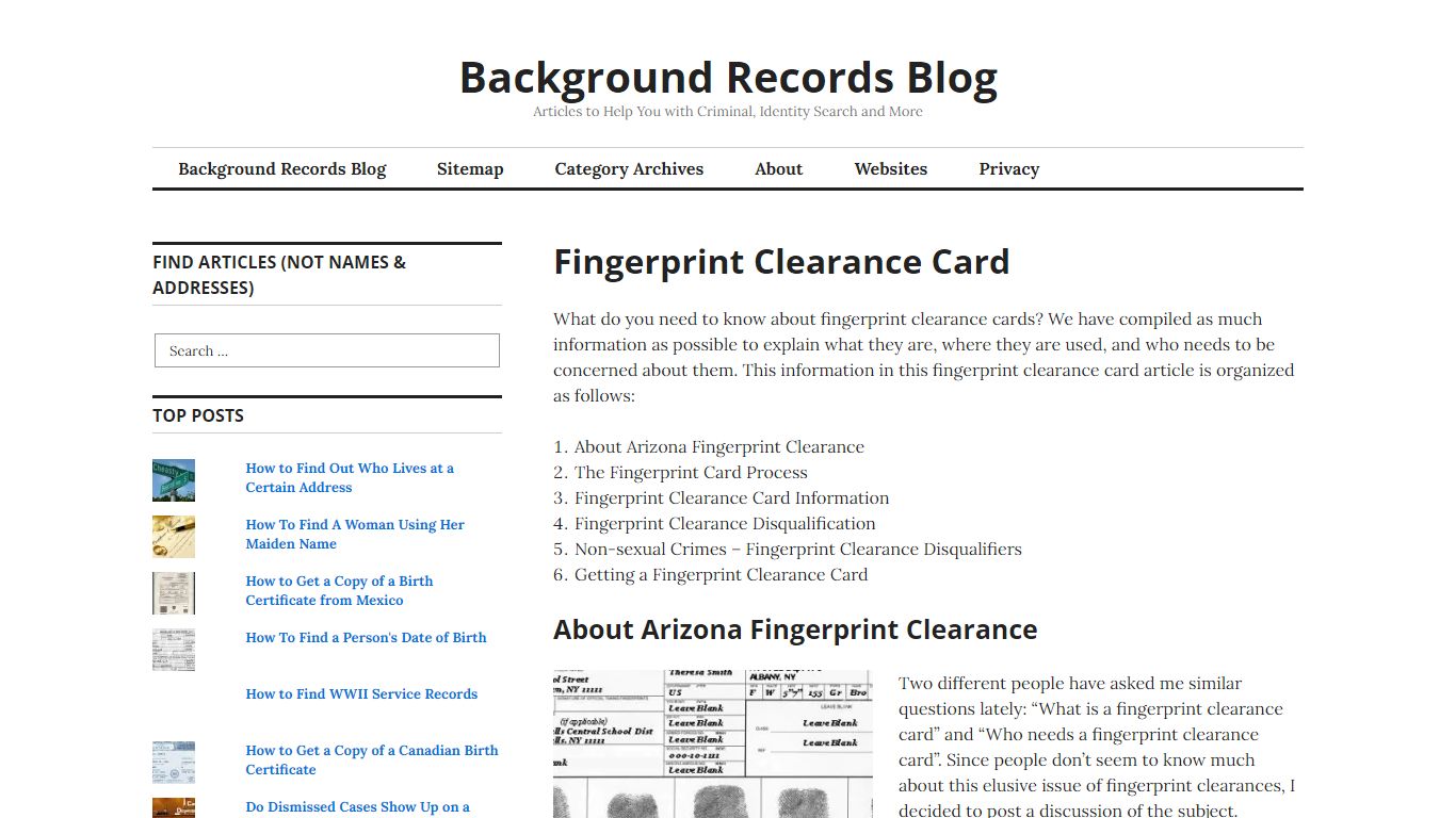 Fingerprint Clearance Card | Background Records Blog