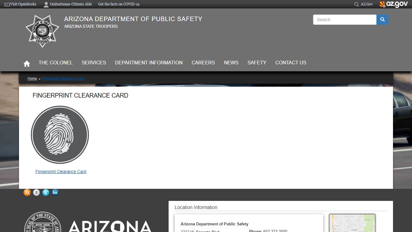 Fingerprint Clearance Card | Arizona Department of Public Safety