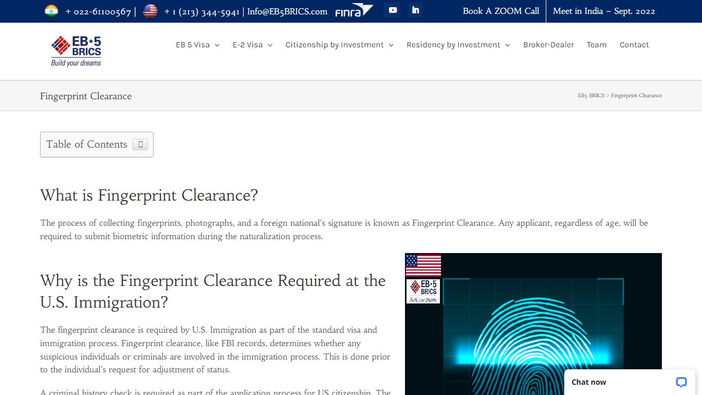 Fingerprint Clearance - EB5 BRICS